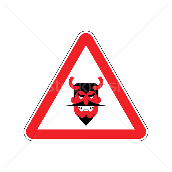 Aandacht duivel Rood verkeersbord satan voorzichtigheid Stockfoto © MaryValery