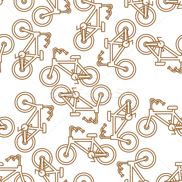 Stock photo: Bicycle pattern outline style. BMX linear style background ornam