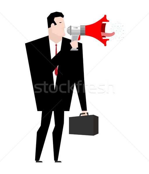 Megaphone boss. Businessman and loudspeaker. To give orders Stock photo © MaryValery