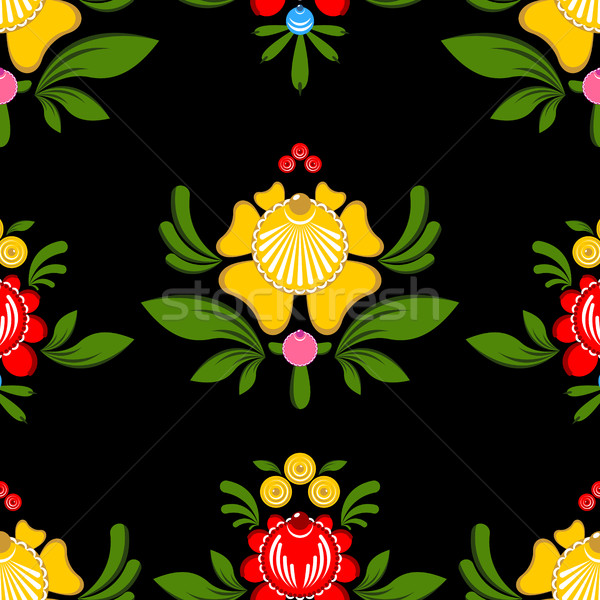 Gorodets painting seamless pattern. Floral ornament. Russian nat Stock photo © MaryValery