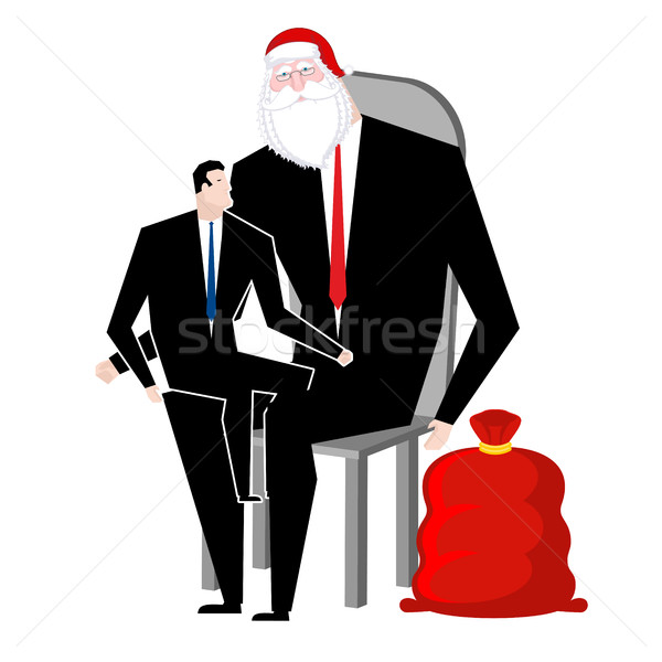 Santa Claus congratulates employee. Manager sitting on lap of bo Stock photo © MaryValery