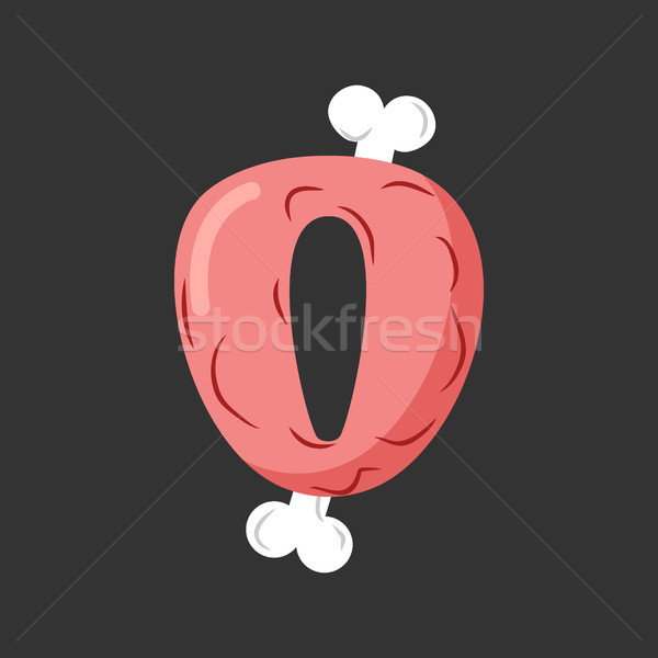 Letter O meat font. Pork and bone alphabet sign. Ham lettering.  Stock photo © MaryValery