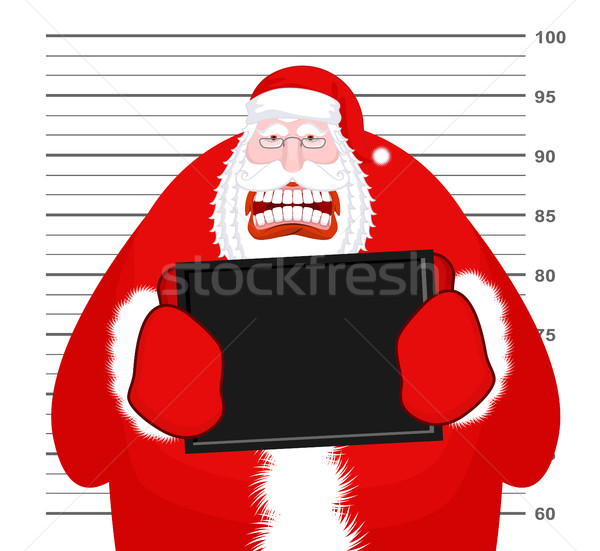 Stock photo: Mugshot Santa Claus at Police Department. Mug shot Christmas. Ar