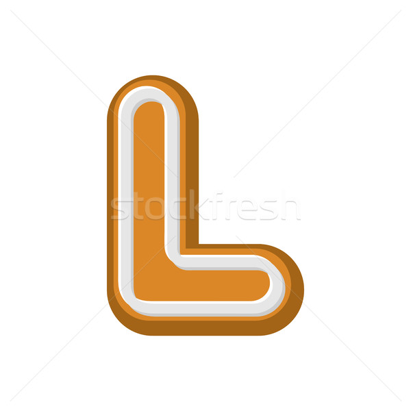 Letter L Gingerbread. Peppermint honey-cake font. Cookies alphab Stock photo © MaryValery