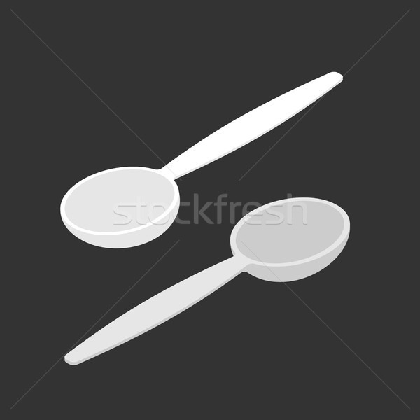 白 勺子 孤立 刀具 廚房 晚餐 商業照片 © MaryValery