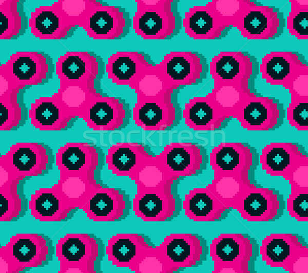 Spinner pixel art pattern. Fidget finger toy pixelated. Anti str Stock photo © MaryValery