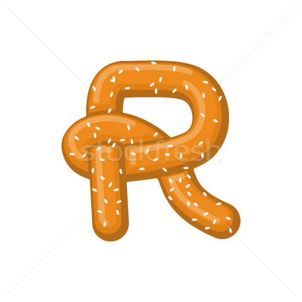 Letter R pretzel. snack font symbol. Food alphabet sign. Traditi Stock photo © MaryValery