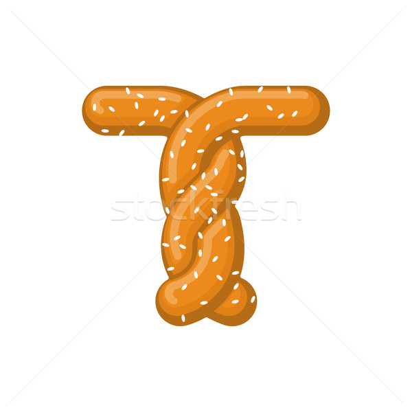 Letter T pretzel. snack font symbol. Food alphabet sign. Traditi Stock photo © MaryValery