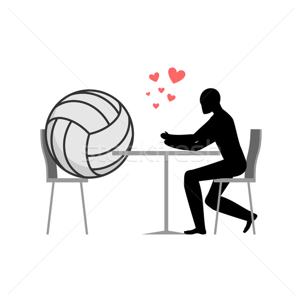 Lover volleyball. ball and guy in cafe. Lovers in restaurant. Ro Stock photo © MaryValery