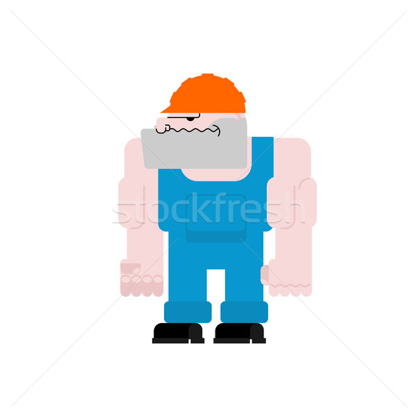Worker in helmet and blue overall. Man at work. Road worker Stock photo © MaryValery