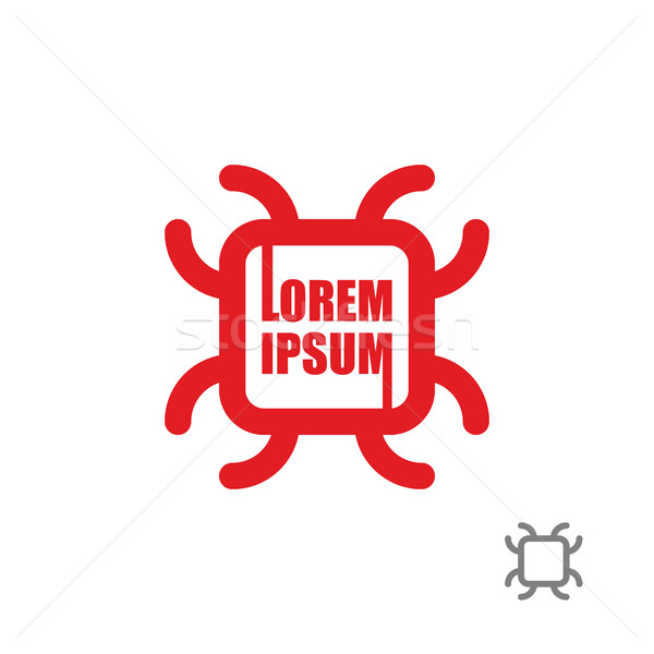 Square with tentacles logo. Stylized red beetle emblem. Vector i Stock photo © MaryValery