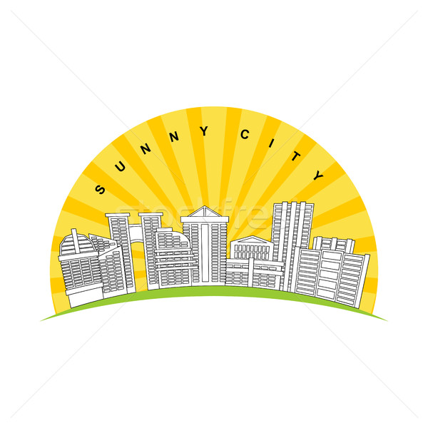  Sunny city. Logo for new modern prestigious district city. Skys Stock photo © MaryValery