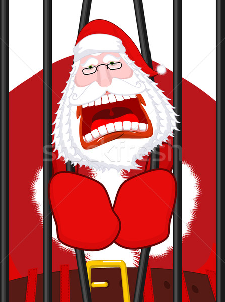 Santa Claus prisoner. Christmas in prison. Window in prison with Stock photo © MaryValery