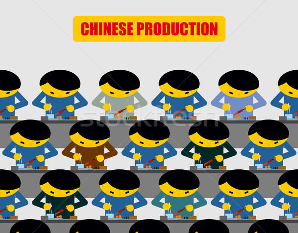 Chinese production. Lot of people at work. Chinese collected wor Stock photo © MaryValery