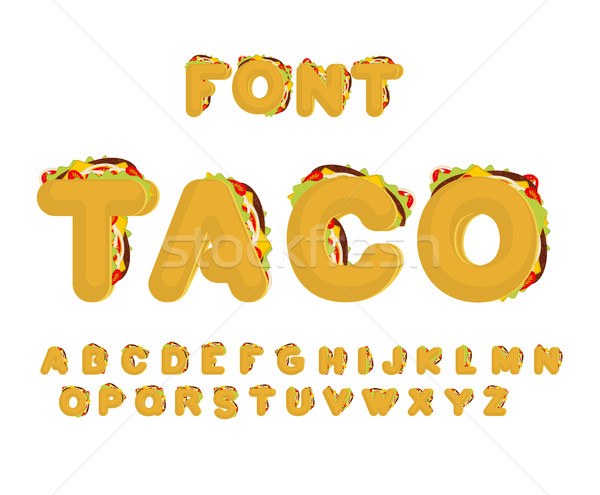 Taco betűtípus mexikói gyorsételek taco ábécé Stock fotó © MaryValery