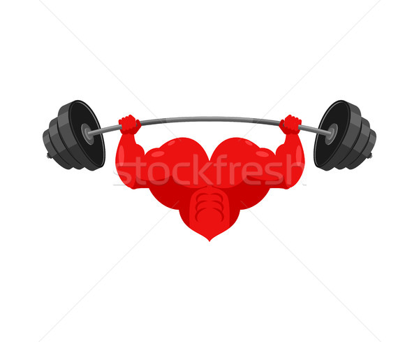 Fort coeur barbell puissant amour athlète Photo stock © MaryValery