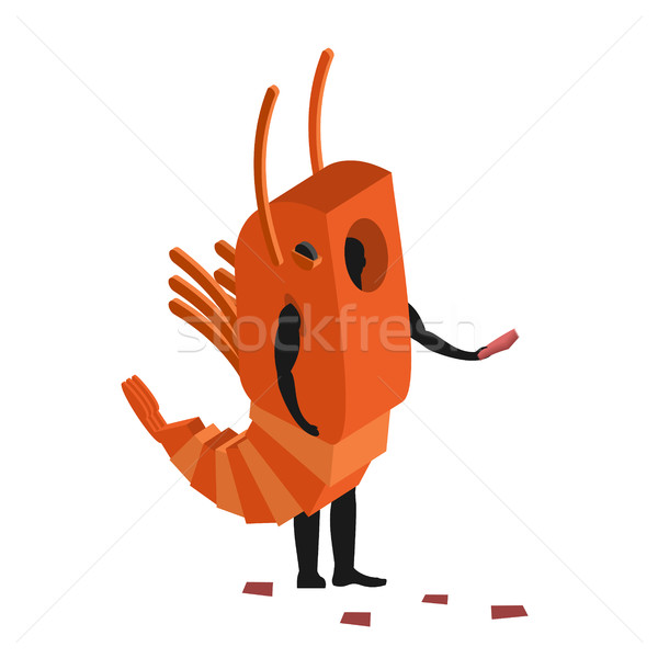 Shrimp costume man mascot promoter. Male in suit marine animal d Stock photo © MaryValery