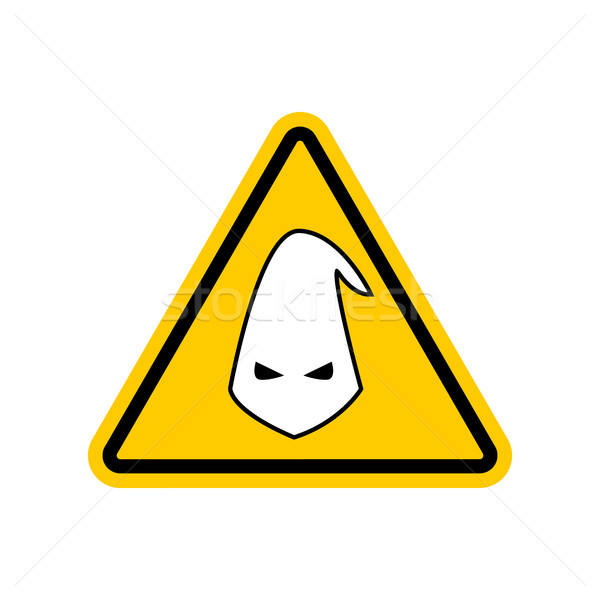 Attention nationalism. Danger of racism yellow road sign. Ku Klu Stock photo © MaryValery