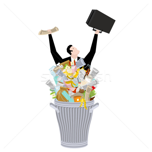Businessman in Trash can. Business of garbage. Tie and case. rub Stock photo © MaryValery