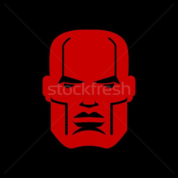 Serious face logo. Man head emblem. Red manly mask Stock photo © MaryValery