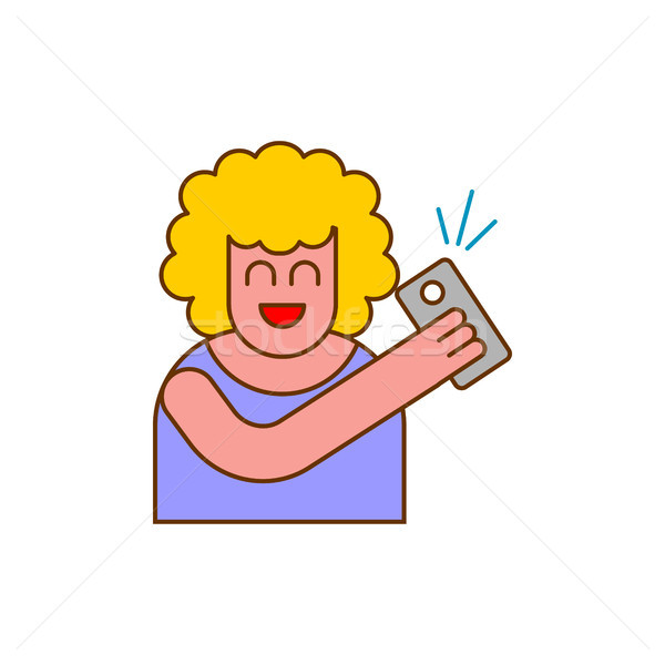 Selfi icon. woman takes picture of herself on phone Stock photo © MaryValery
