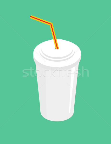 Drink with straw isolated. beverage fastfood on green background Stock photo © MaryValery