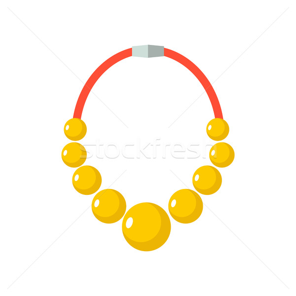 Gold Beads isolated. Golden Necklace. gorget on white background Stock photo © MaryValery