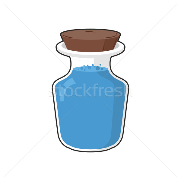 Stock photo: Mana in bottle. Transparent Glass Bank with ancient magic blue l