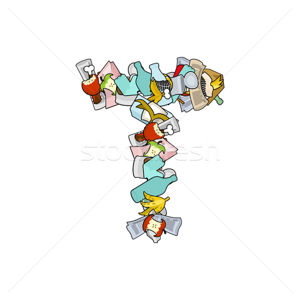 Letter T Rubbish. Trash font. garbage alphabet. Lettering litter Stock photo © MaryValery