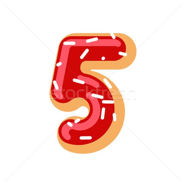 Number 5 donut. Doughnut font five. Sweet alphabet. candy letter Stock photo © MaryValery