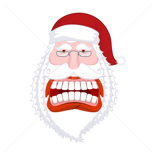 Santa Claus wild grin. Aggressive old man. Open your mouth and t Stock photo © MaryValery