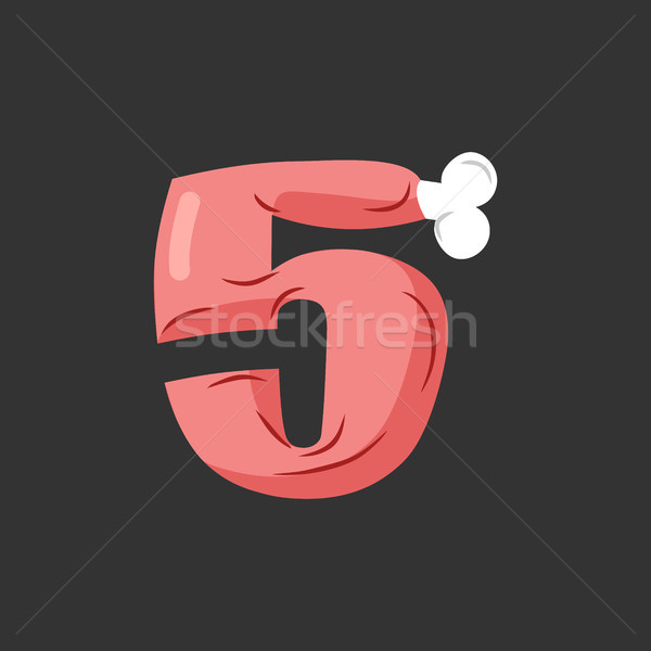 Number 5 meat. Pork and bone font five. Ham alphabet sign. Beef  Stock photo © MaryValery