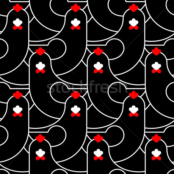 Black Chicken seamless pattern. Rare Unique Farm bird background Stock photo © MaryValery