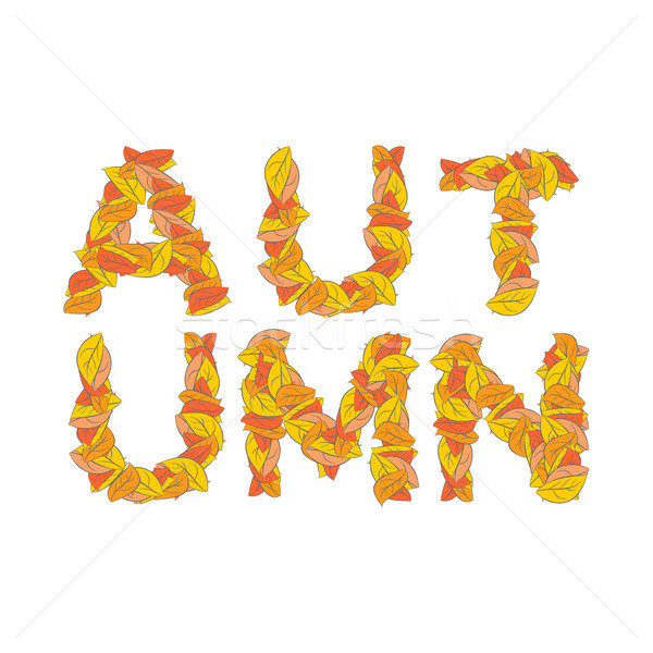 Autumn lettering. Yellow leaves of ABC. autumnal alphabet. Lette Stock photo © MaryValery