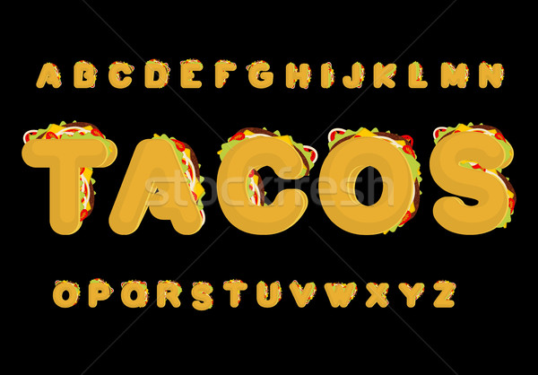 Foto stock: Tacos · alfabeto · fuente · mexicano · de · comida · rápida