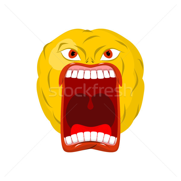 Emoticon Open mond tanden gek emotie Stockfoto © MaryValery