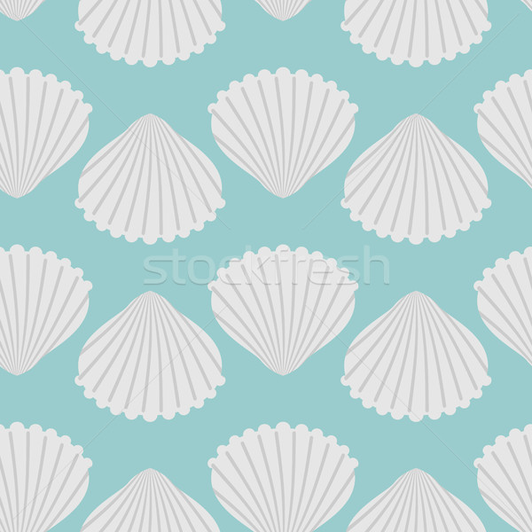 ПечатьSeashell seamless pattern. Scallop vector background Stock photo © MaryValery