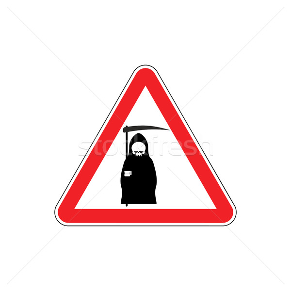 Attention death. Dangers of red road sign. Grim Reaper Caution Stock photo © MaryValery
