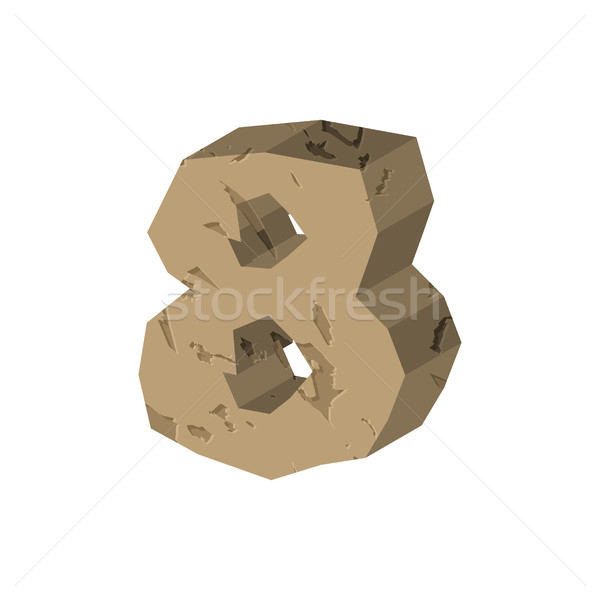 Stock photo: Number 8 stone. Rock font eight. Stones alphabet symbol. rocky c