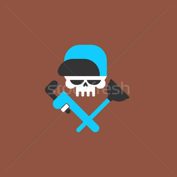 Plumber service emblem. Plumber and Logo Cleaning. Skull and rub Stock photo © MaryValery