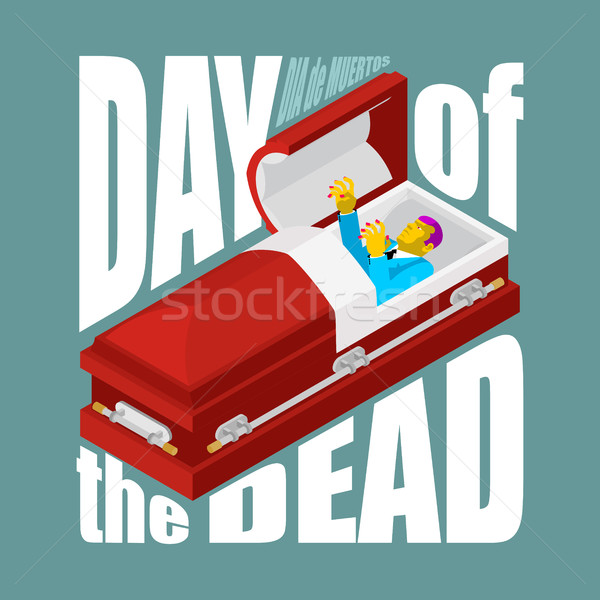 Day of the Dead. Open coffin. departed zombie in casket. Mexican Stock photo © MaryValery