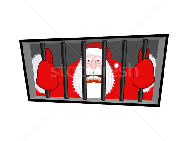 Papá noel gangster Navidad prisión ventana bares Foto stock © MaryValery
