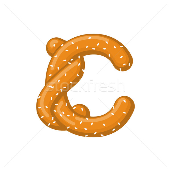 Stock photo: Letter C pretzel. snack font symbol. Food alphabet sign. Traditi