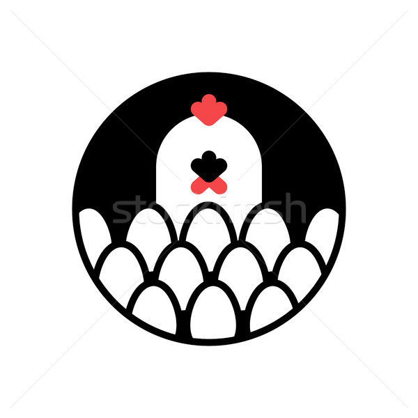 Chicken and egg logo for eggs production. Chicken farm emblem. P Stock photo © MaryValery