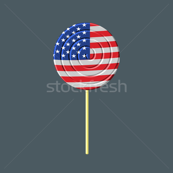 Lollipop with American flag. USA Caramel candy. Patriotic sweetn Stock photo © MaryValery