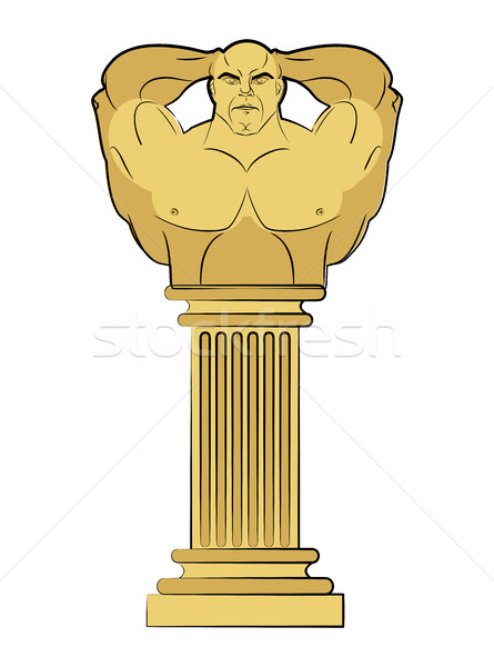 Stock photo: Torso bodybuilder on column pedestal. Classic antique sculpture.