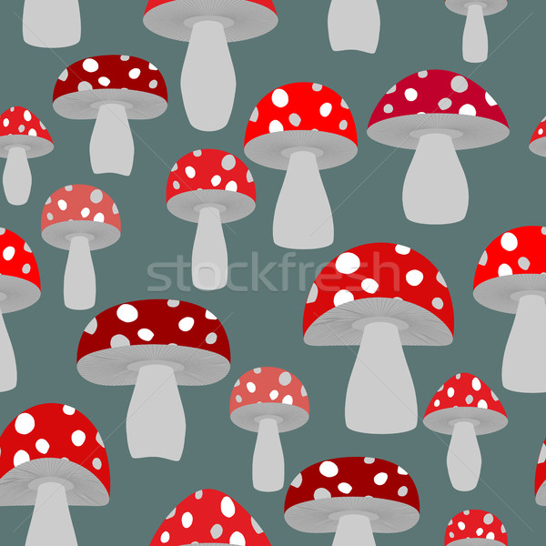 Mushroom seamless pattern. Vector background of fly agaric. Vint Stock photo © MaryValery
