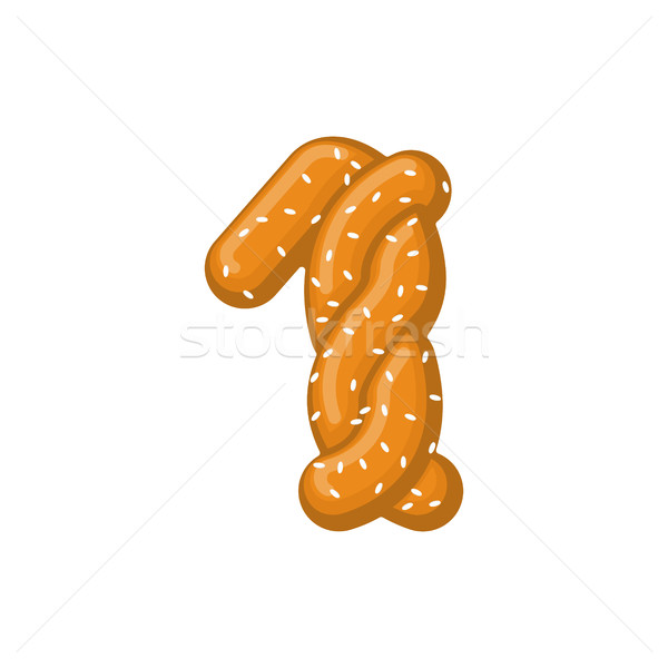 Number 1 pretzel. snack font one symbol. Food alphabet sign. Tra Stock photo © MaryValery