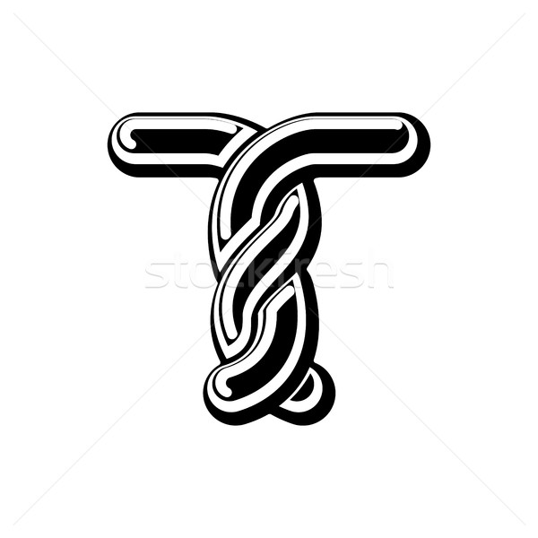Letter T Celtic font. norse medieval ornament ABC. Traditional a Stock photo © MaryValery