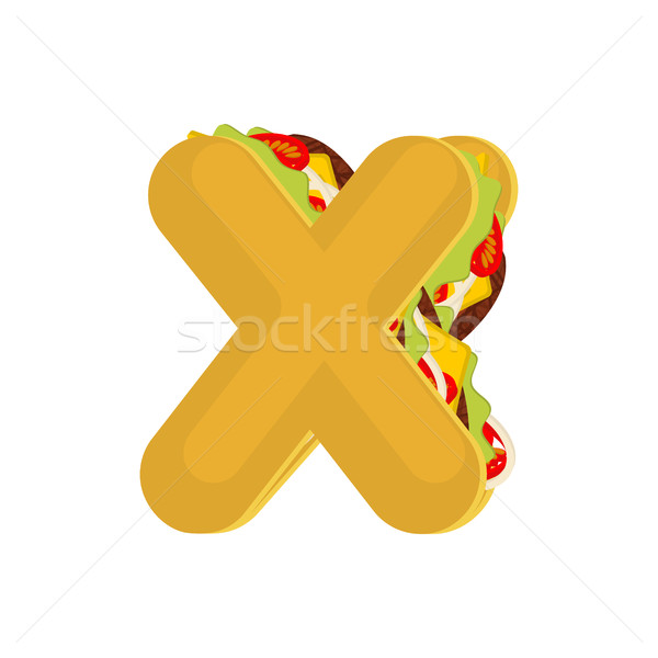 Letter X tacos. Mexican fast food font. Taco alphabet symbol. Me Stock photo © MaryValery